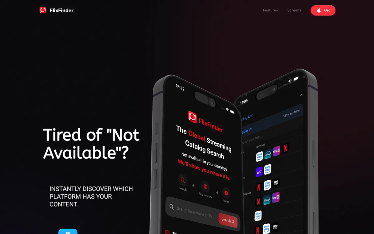 
        FlixFinder is my app for finding where any film or show is streaming, across every major platform in more than 130 countries, with spoiler free recaps and mood based discovery.
      